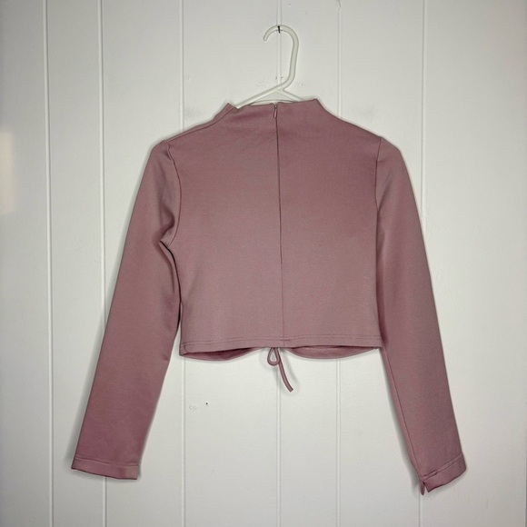 NICHOLAS Light Pink Stretchy Ruched Crop Top Tie Front 2 Australian Designer - Picture 9 of 9